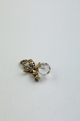 Angel Pendant 9ct Gold Vintage and Hallmarked Pendant Charm with Quartz Stone