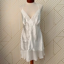Expressions by California Dynasty Satin Slip chemise stitched floral chiffon Y2K