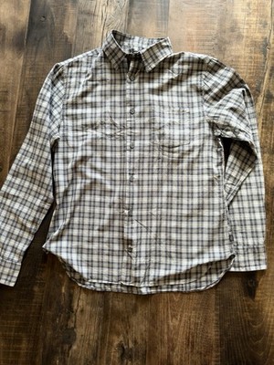 J.Crew Mercantile Men's Gray Blue White Plaid Long Sleeve Button-Up Shirt