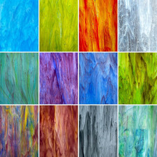 12 Sheets Smooth Translucent Texture Stained Glass Variety Pack - 6X4 Inch Assor