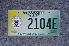 Mississippi State License Plate - LAW ENFORCEMENT Police