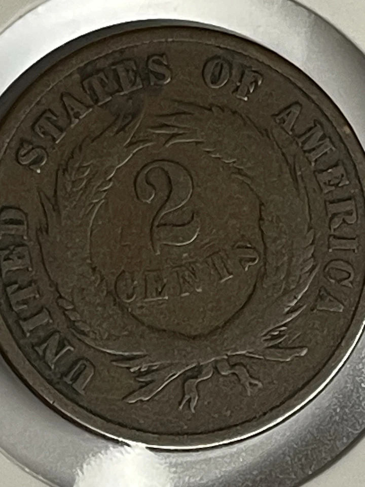 1871 2 CENT Piece Shield Bronze Low Mintage Original Vintage Antique Coin Free S - Image 3 of 4