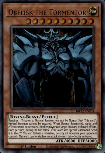 Obelisk der Peiniger 1. Auflage Pharaoh's Rare KICO-DE064 Yu-Gi-Oh!