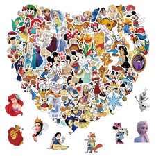 100pcs Disney Cartoon Stickers for Kids Water Bottle, 2-3.5 Inches, Disne