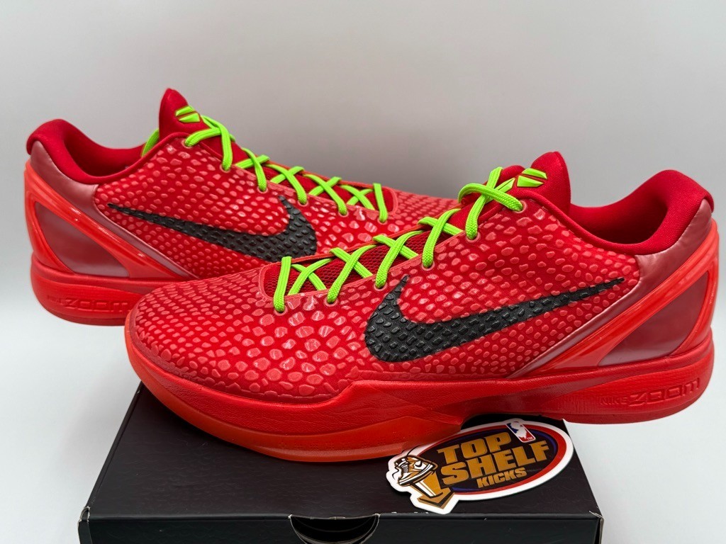 Nike Kobe 6 Protro Low Reverse Grinch Red Size 14 Authentic Used