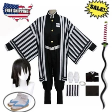 Anime Iguro Obanai Cosplay Costume Kimono Halloween Party Suit Wig +Sword +Shoes