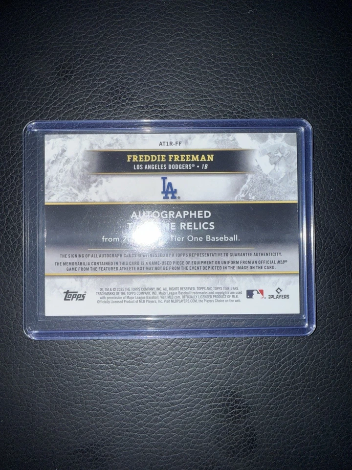 2025 Topps Tier One - Autographed  Relics Freddie Freeman #ATIR-FF /25 (AU, MEM) - Image 2 of 2