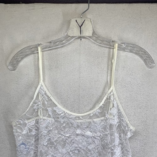 Vintage Dessous Damen weiß Negligee Nachthemd durchsichtig Spitze verstellbare Träger USA - Bild 3 von 16
