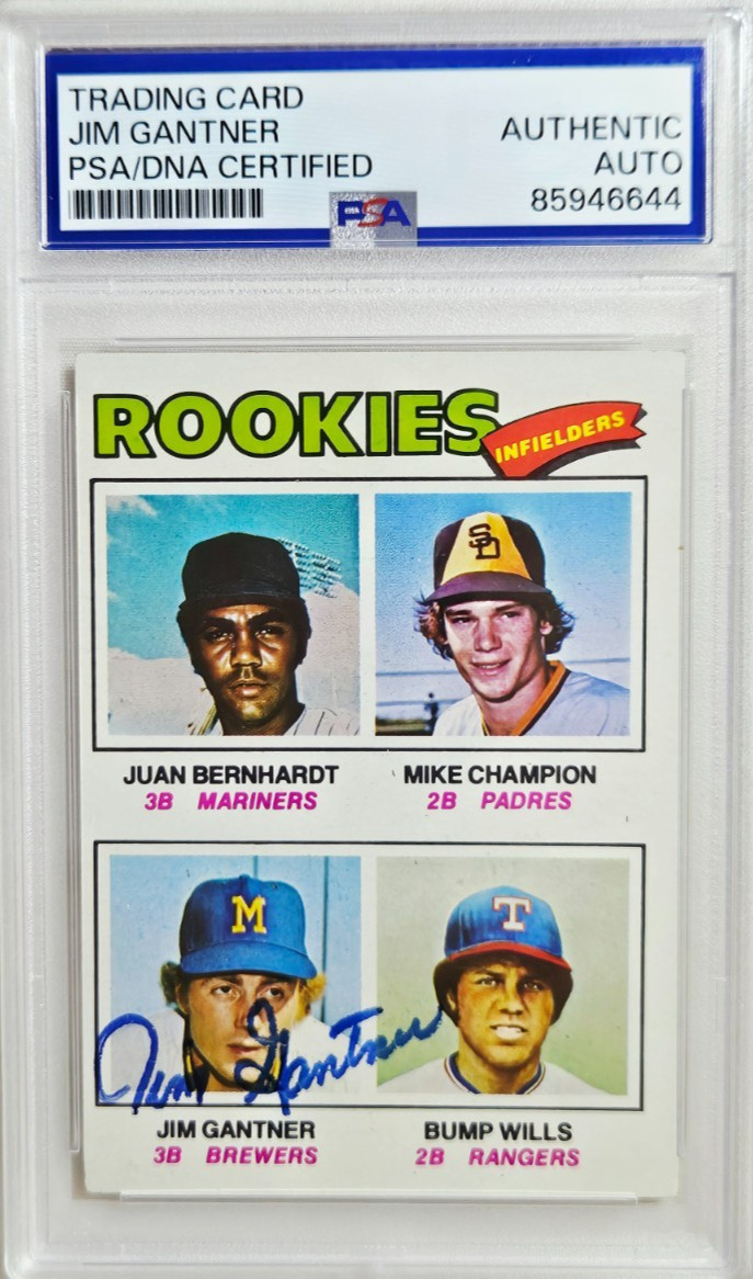 1977 Topps #494 Jim Gantner Signed Rookie Card Autograph RC Auto PSA/DNA Brewers