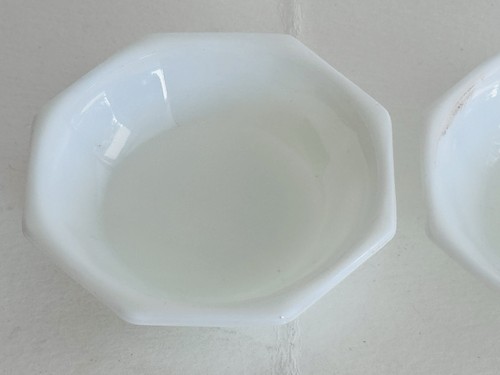 Vintage Akro Agate White/Blue Octagonal Large 3.5” Set Of 3 Bowls - Picture 6 of 7