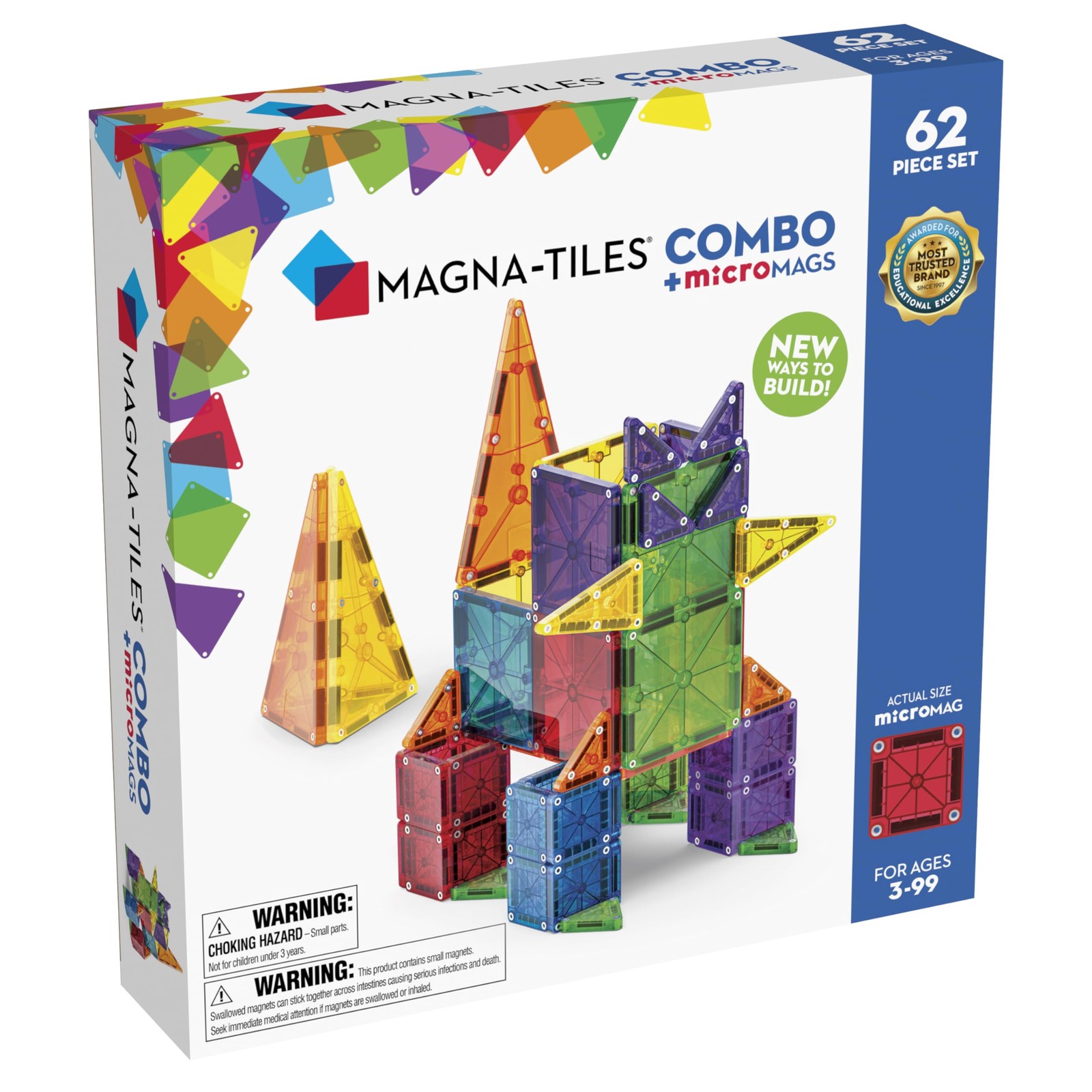 62-Piece Magnetic Construction Set by the Original Magnetic Building Brand