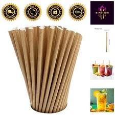 Sturdy Biodegradable Kraft Paper Straws - 100 Count for Restaurants  Catering
