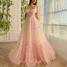 Sweetheart Spaghetti Straps Evening Dresses Bow Pleat Tulle Zipper Prom Gowns