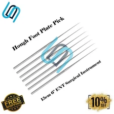 Share 10pcs Hough Foot Plate Pick Slightly Curved Tip 15cm 6" ENT Surgical Ins