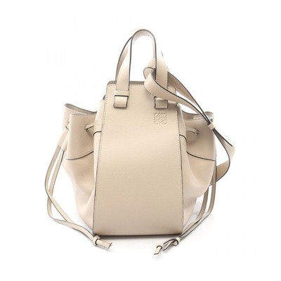 LOEWE Hammock drawstring medium Shoulder hand Bag leather Beige Used Women