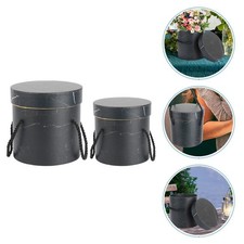 2Pcs Creative Flower Buckets Round Flower Packing Boxes Portable Boxes