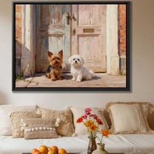 Yorkshire Terrier Dipinto Olio Maltese Stampa su Tela per Arredamento Soggiorno