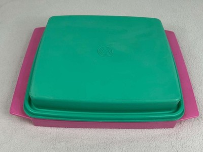 Vintage Tupperware Deviled Egg Carrier 723-1 Pink Teal Yellow Pastel 80s 90s Set