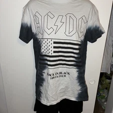 AC/DC Short SLV Tye Dye T-Shirt Size S/M 100% Cotton Back In Black 1980 US Tour