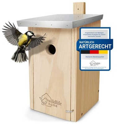 Nistkasten Meisen mit Metalldach für Kohlmeisen  Co. I nach NABU aus verschra...