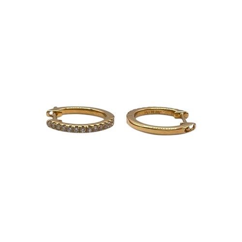 18ct 18K Yellow Gold Brilliant Cut Diamond Huggie Earrings TDW 0.17ct 14mm. New - Picture 4 of 9