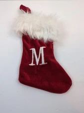 St. Nicholas Mini Stocking Monogram "M" Red with White Fur Christmas Holiday