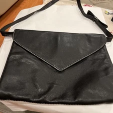 Leather Messenger Document Bag Briefcase Black Made In Italy For Strawbridge