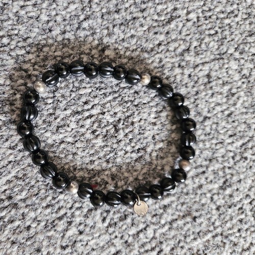 TATEOSSIAN Black Beaded Bracelet new Elasticated Fastening - 第 1/2 張圖片