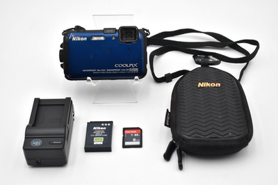 Nikon COOLPIX Blue AW100 16.0MP GPS Water Shockproof Digital