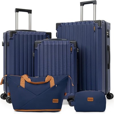 5 Pcs Hardshell Luggage Set w/ Spinner Wheels & TSA Lock | (20''/24''/28''/DB/TB)