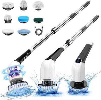 KEIMI Electric Spin Scrubber, Cordless Shower Cleaning Brush with 8 Replaceable