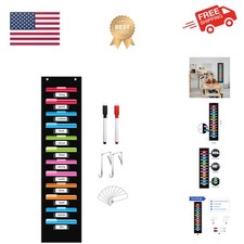 12 Pockets File Storage Pocket Chart with 12 Nametag Pockets,Hanging Wall Fil...