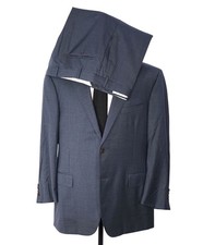 2,695 CANALI - Gray/Navy Blue Stripe Wool Suit - 46R