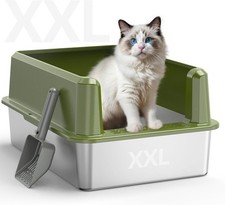 Stainless Steel Enclosed Cat Litter Box Odor Proof Leak-Proof High Sided XL