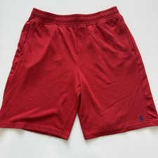 Polo Ralph Lauren Boys XL 18-20 Red Performance Athletic Shorts Blue Pony