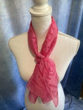 VTG 70s Fuchsia Pink Sheer Chiffon Mod Geometric Rectangle Scarf Retro