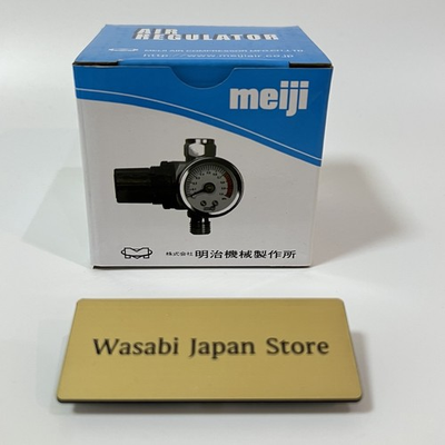 #ad Meiji Air regulator MAR Diaphragm pressure Air adjustment valve gauge analog JP $58.80