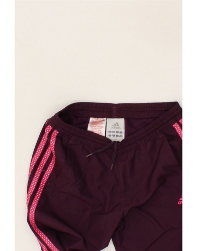 ADIDAS Girls Tracksuit Trousers Joggers 5-6 Years Large Burgundy Polyester CD06 - Picture 3 of 3