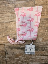 NEW Kate Quinn Elf Hat 12-18m Organic Cotton Pink Flamingos Pixie Bonnet NWT   