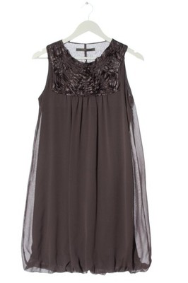 ZARA BASIC Chiffonkleid Damen Kleid Gr. DE 38 bronzefarben Elegant