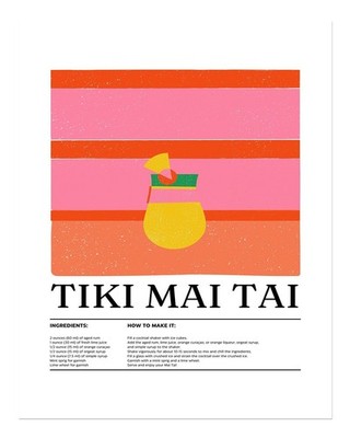Tiki Mai Tai Cocktail Rezept Wandbild Poster Premium Qualität