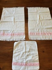 VTG 2 Hand Towels 1 Wash Cloth Cannon Royal Family 3 Piece White W/Pink Trim