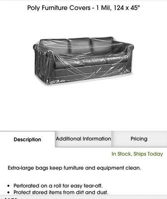 130 General Furniture Covers On Roll 28X17X124 Clear Plastic Bags Home Furniture