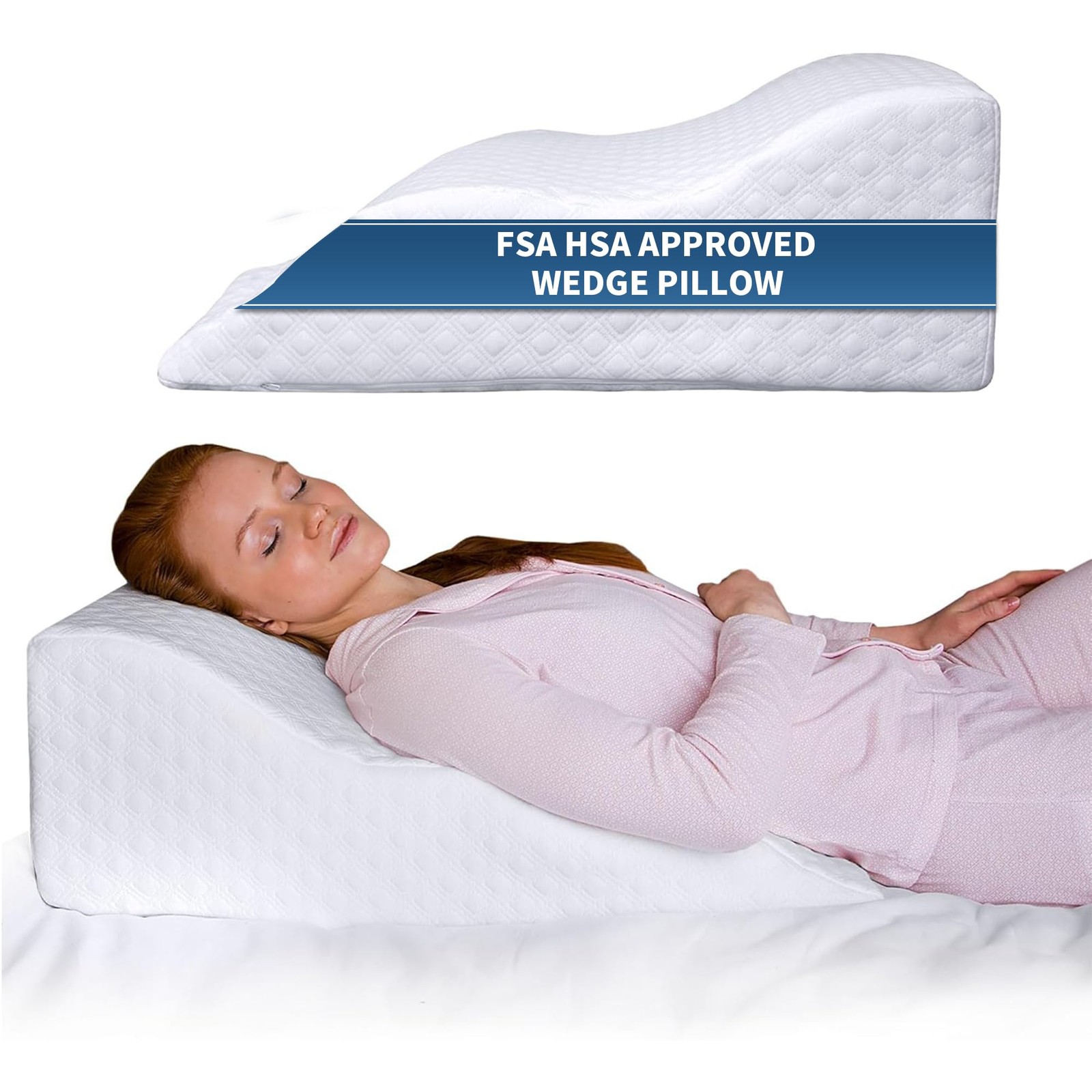AERIS Memory Foam Bed Wedge Pillow for Acid Reflux 25 X 8.6 Inch With Machine