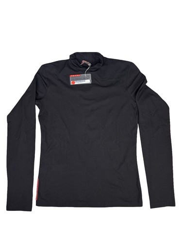 Vintage Y2K Prada Langarm Schwarz Stretch Shirt Red Tag Damen Medium Neu mit Etikett NEU - Bild 1 von 4