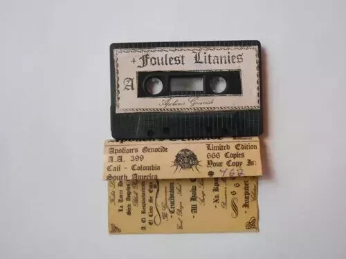 Apolion's Genocide - Olupicsid Nu A Anedro Sathanas Cassette1994 VG+/VG+ - Picture 4 of 6