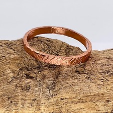 Copper Ring Size 14 Band Minimal Texture Hammered Solid Handcrafted Made USA