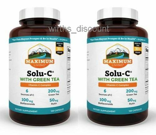 2 Bottles Maximum Living Solu-C Buffered Vitamin C with Green Tea 240 Caps Total - Bild 1 von 2