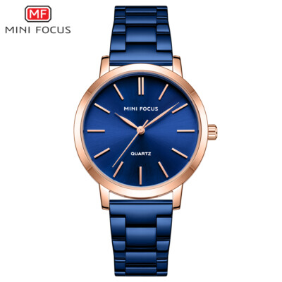 MINI FOCUS Women's Girls Stainless Steel Simple Dial Elegant Wristwatch Watches