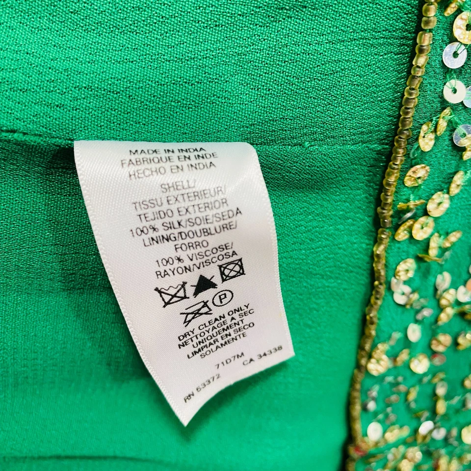 Vestido de fiesta vintage con cuentas de lentejuelas 100 % forrado de seda 100 % verde manzana ropa de club nocturno Foto 4 de 4